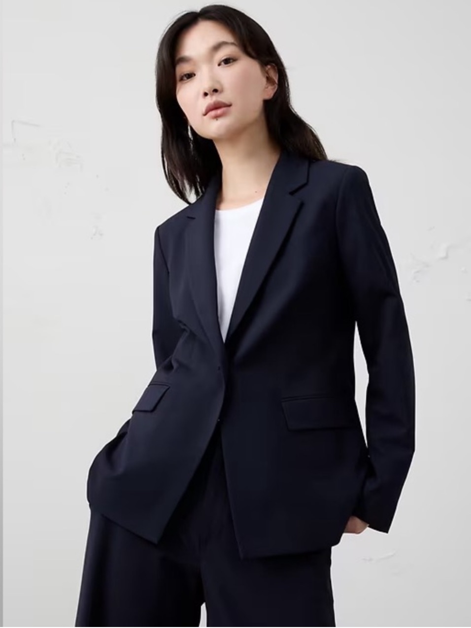 Banana Republic Siena Italian Wool Blazer Navy Quiet Luxury Career Jacket 14